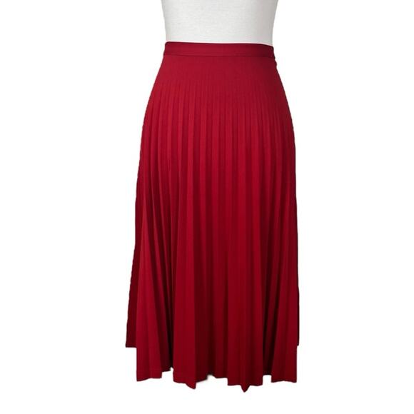 Mix It Midi Skirt Knife Pleated A-line Stretch Red Women’s Size 14 Tall - Picture 9 of 9